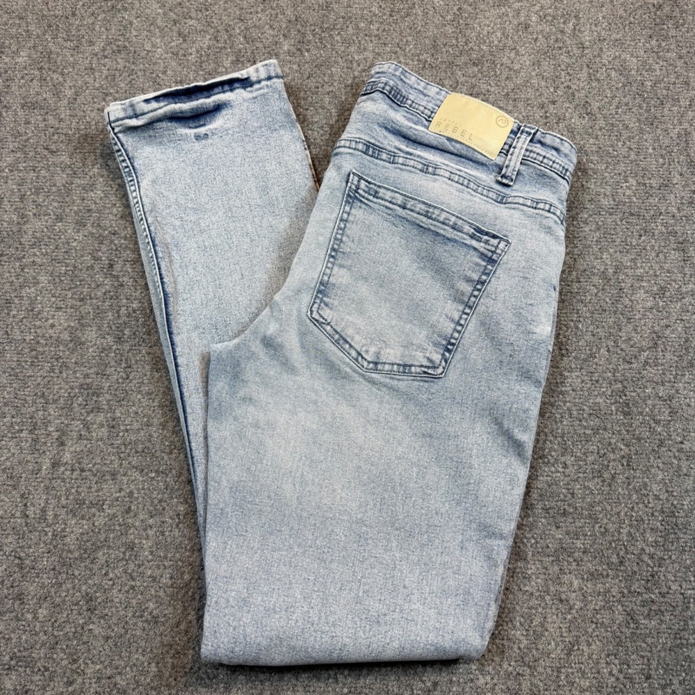 Artful Rebel Mens Slim Straight Leg Light Wash Denim Jeans 34W x 32L